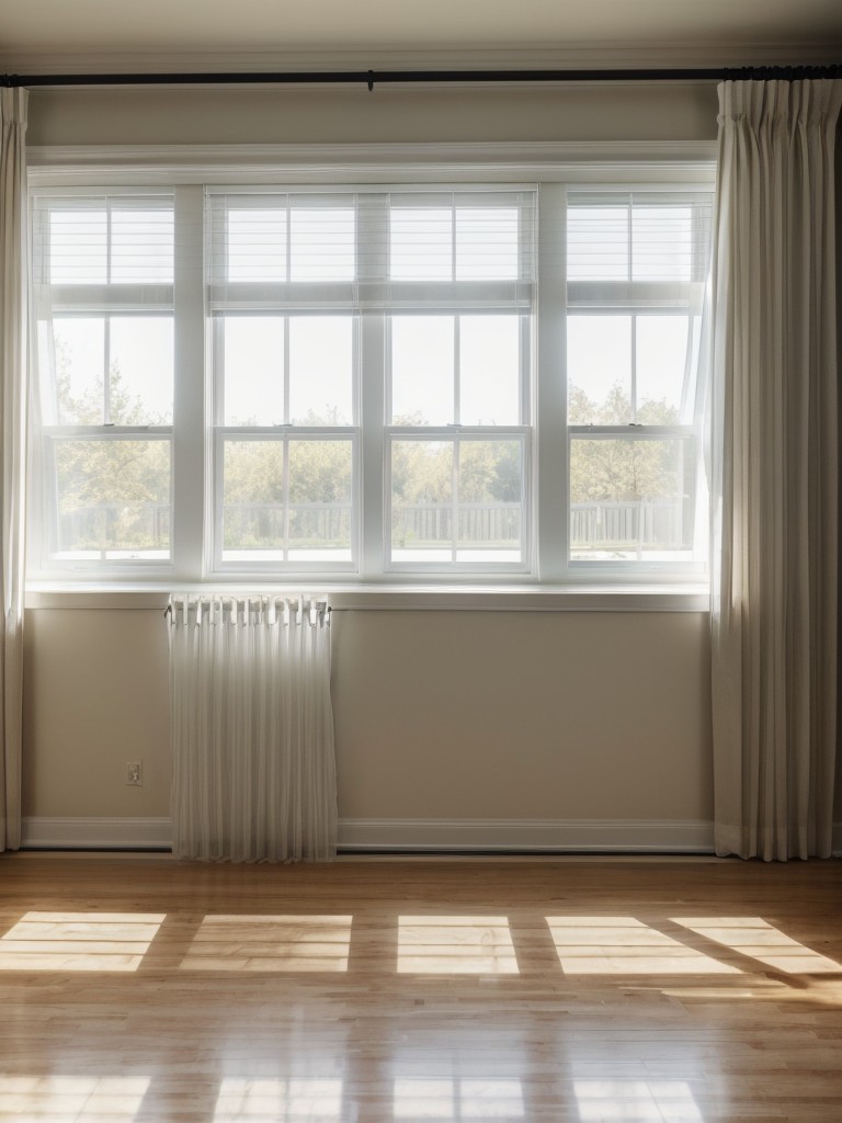 Opt for sheer curtains or blinds to allow natural light to flow in while maintaining privacy.