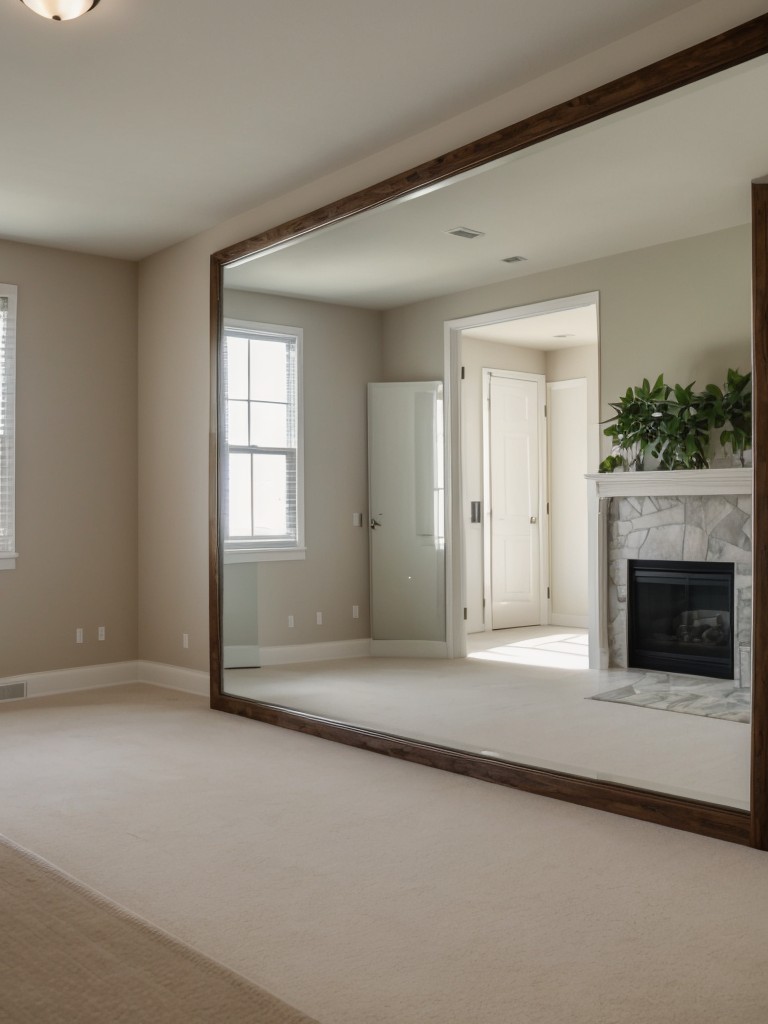 Use a large mirror as a focal point to make the room appear more spacious.