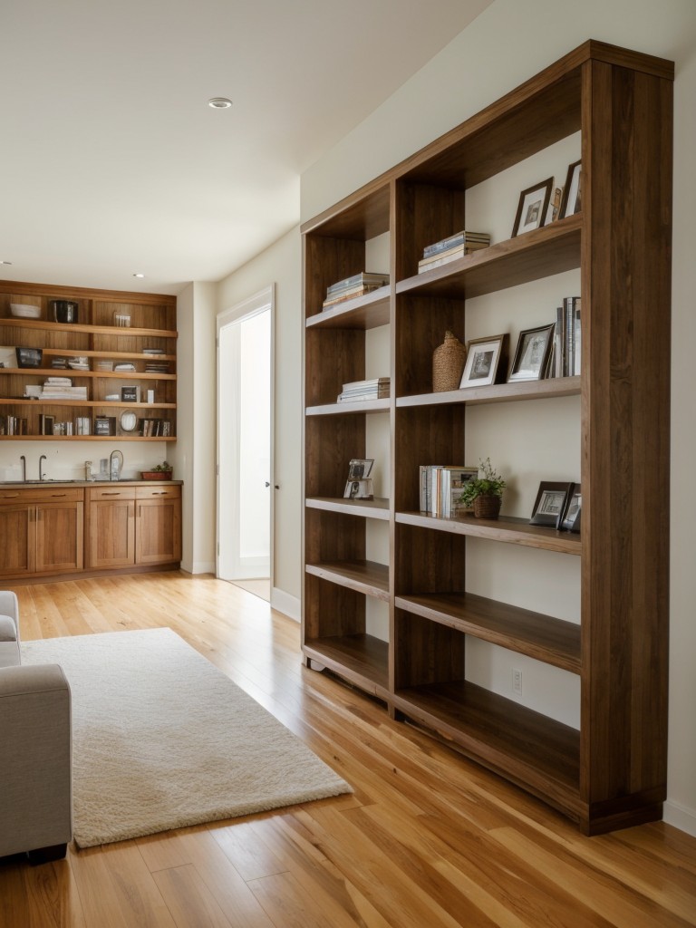 Consider using wall-mounted shelves or floating bookcases to free up valuable floor space.