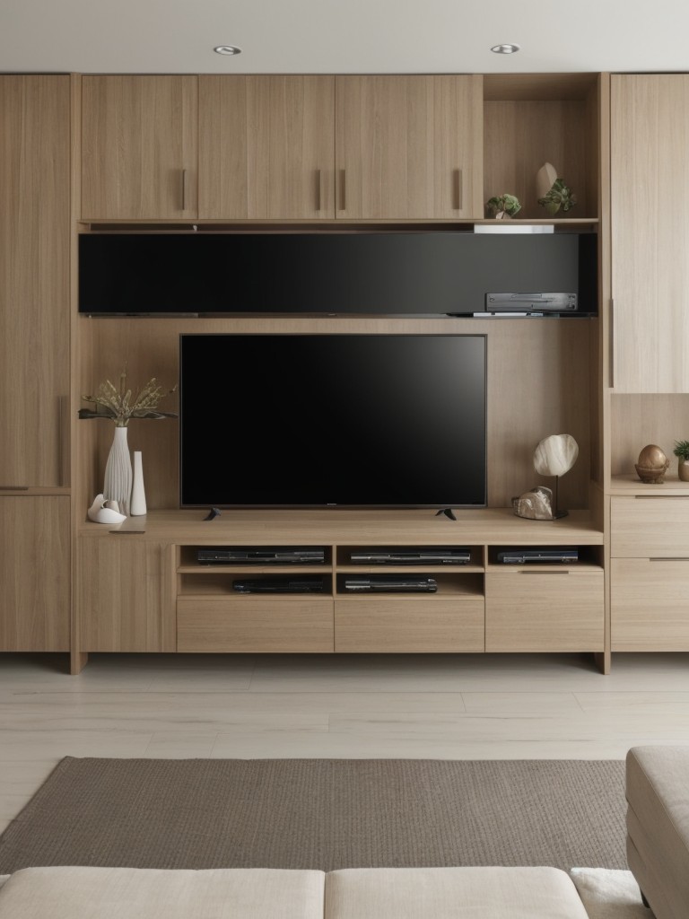 Incorporate space-saving solutions like wall-mounted TV sets, instead of using bulky entertainment units.
