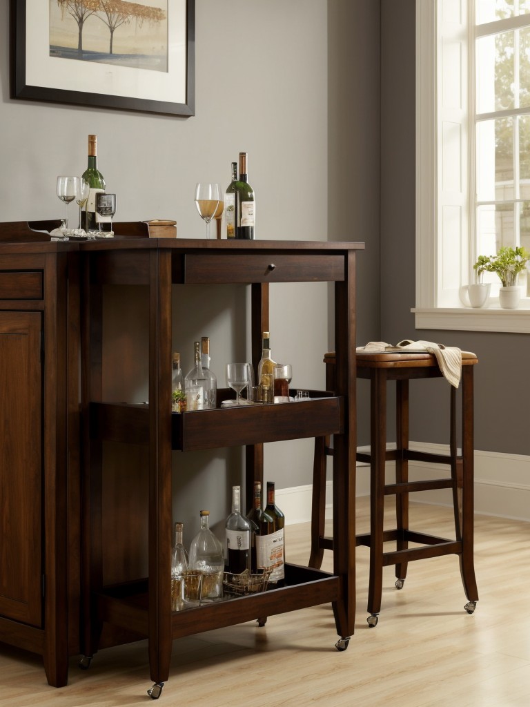 Use furniture that can serve dual purposes, such as a dining table that doubles as a desk or a bar cart that provides extra storage.