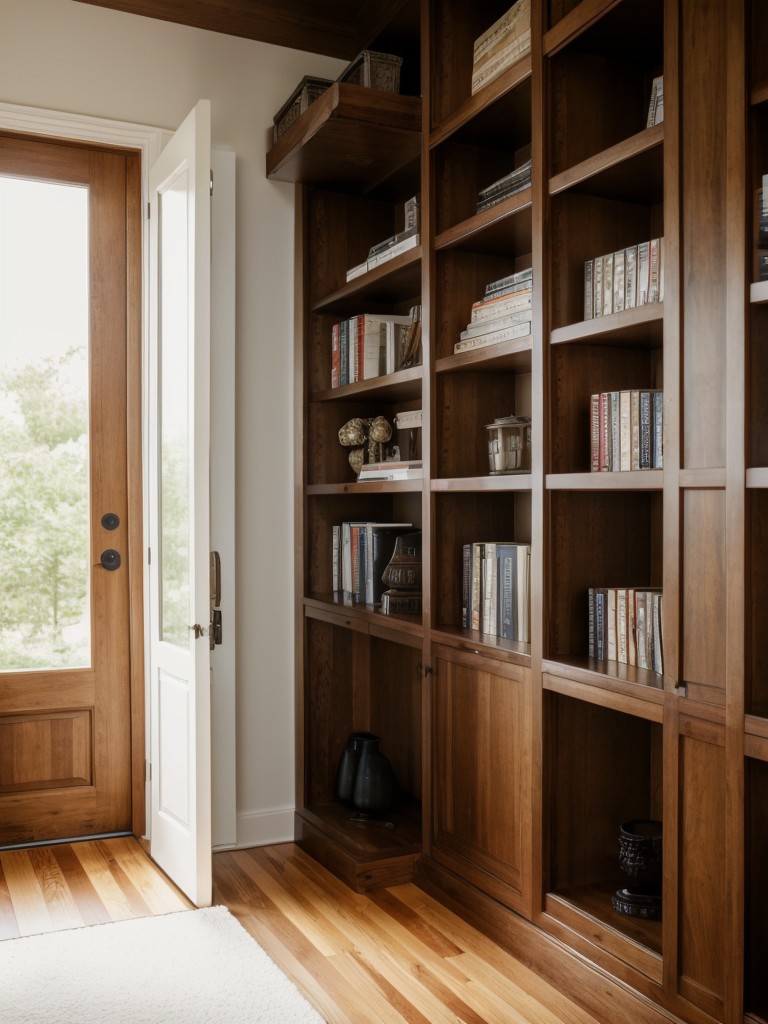 Utilize vertical space by utilizing tall bookcases or floor-to-ceiling shelves for both storage and added visual interest.