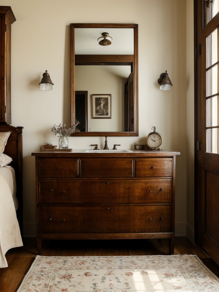 Vintage-inspired men's bedroom with antique furniture, vintage artwork, and a classic color palette for a timeless and sophisticated feel.