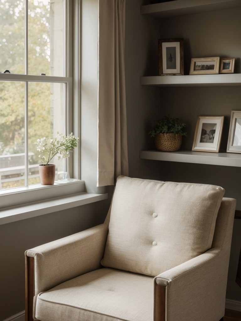 Create a cozy reading nook by placing a comfortable chair near a window with a small side table.