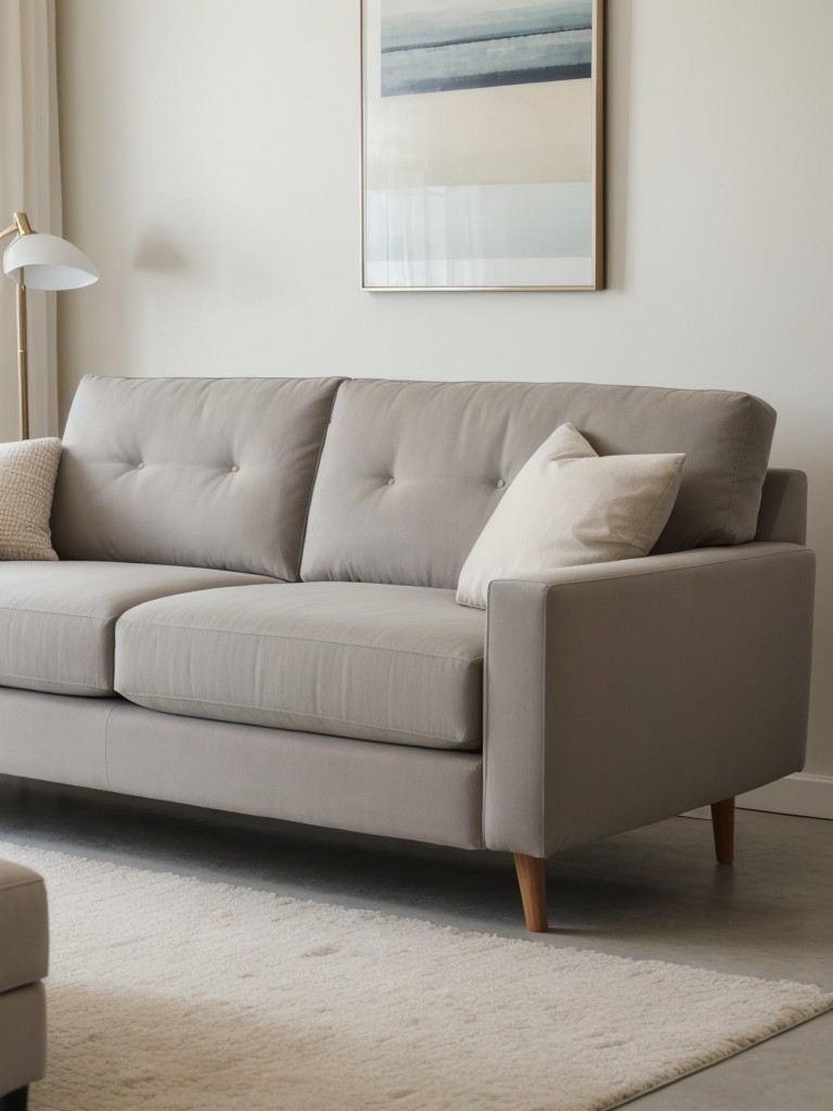 Opt for a comfortable yet streamlined sofa with clean lines and minimal detailing.