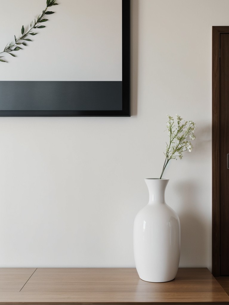 Opt for minimalist decor accents, like a simple wall art piece or a sleek vase with fresh flowers.