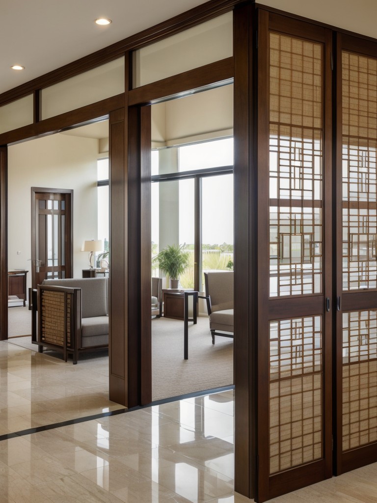 Use a combination of decorative screens or dividers to create privacy and visually separate different areas within the lobby without compromising space.