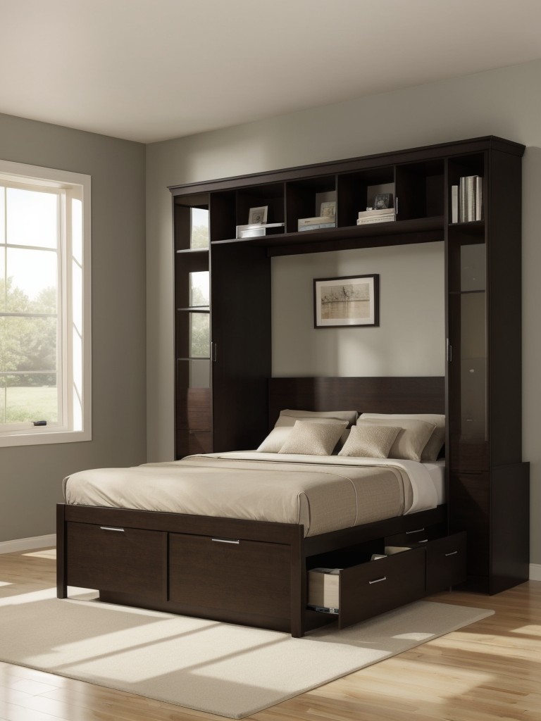 Consider multifunctional furniture options such as a murphy bed that seamlessly transforms into a desk during the day.