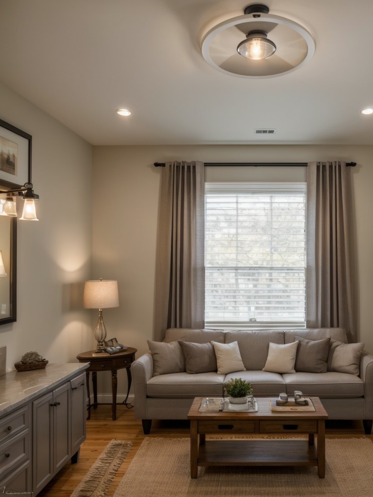 Experiment with different lighting fixtures and use task lighting to create a cozy and functional ambiance.