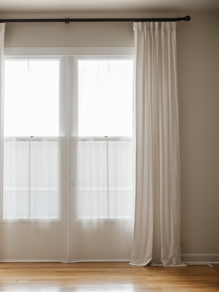 Hang curtains in floor-to-ceiling length to give the illusion of taller ceilings and a more open space.