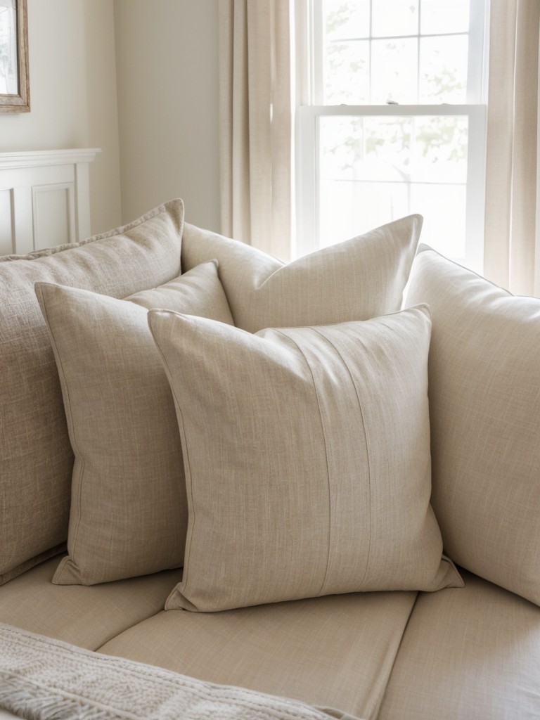 Use a neutral color palette with pops of color through pillows, throws, or small decorative accents to add personality.