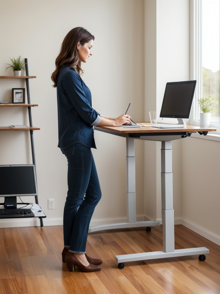 Consider a standing desk or a height-adjustable workstation to promote better posture and overall health.