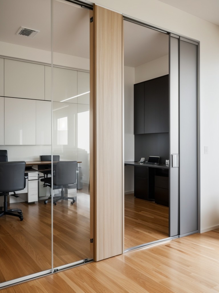 Explore the possibility of using a room divider to separate the office space from the rest of the apartment, providing a sense of privacy.