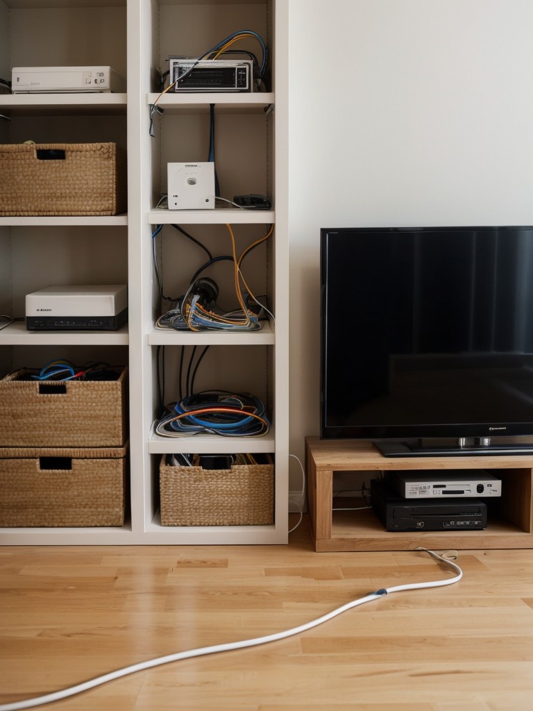 Invest in a cable management system to keep cords and wires organized and out of sight.