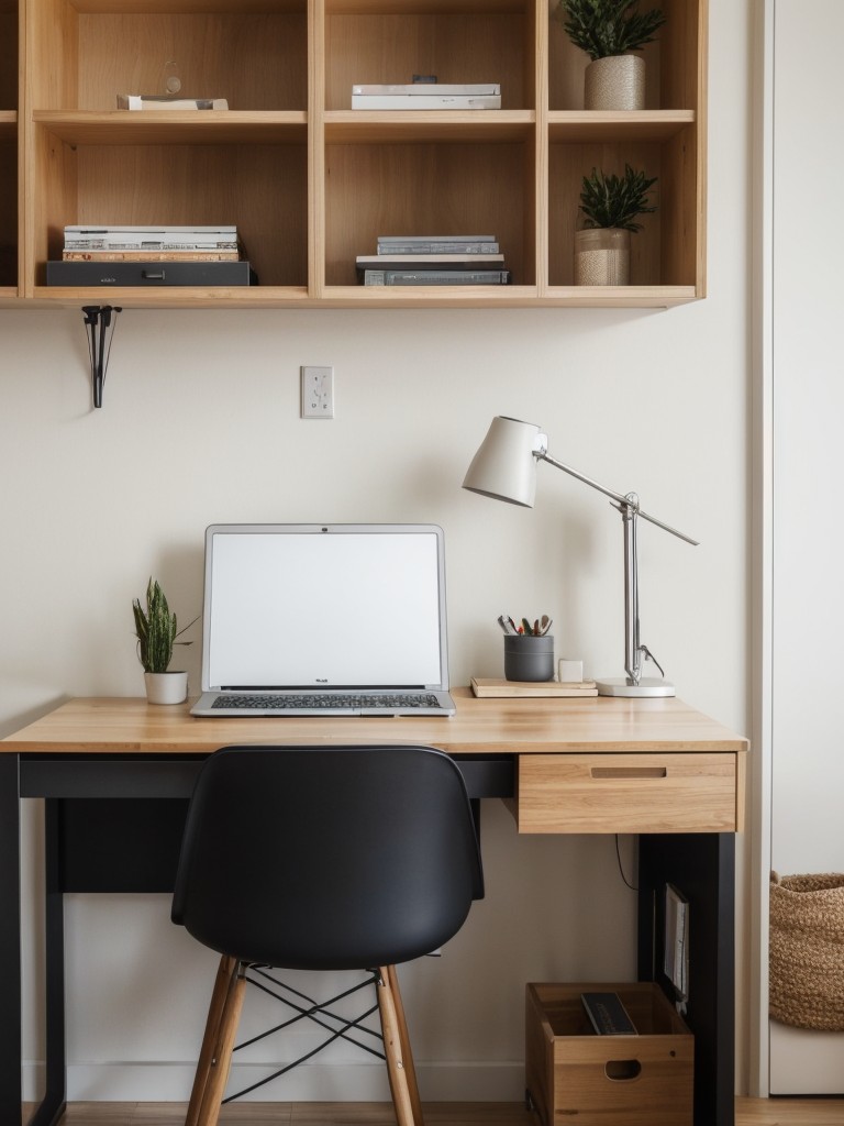 Utilize multi-functional furniture, like a desk that doubles as a storage unit or a foldable workspace.