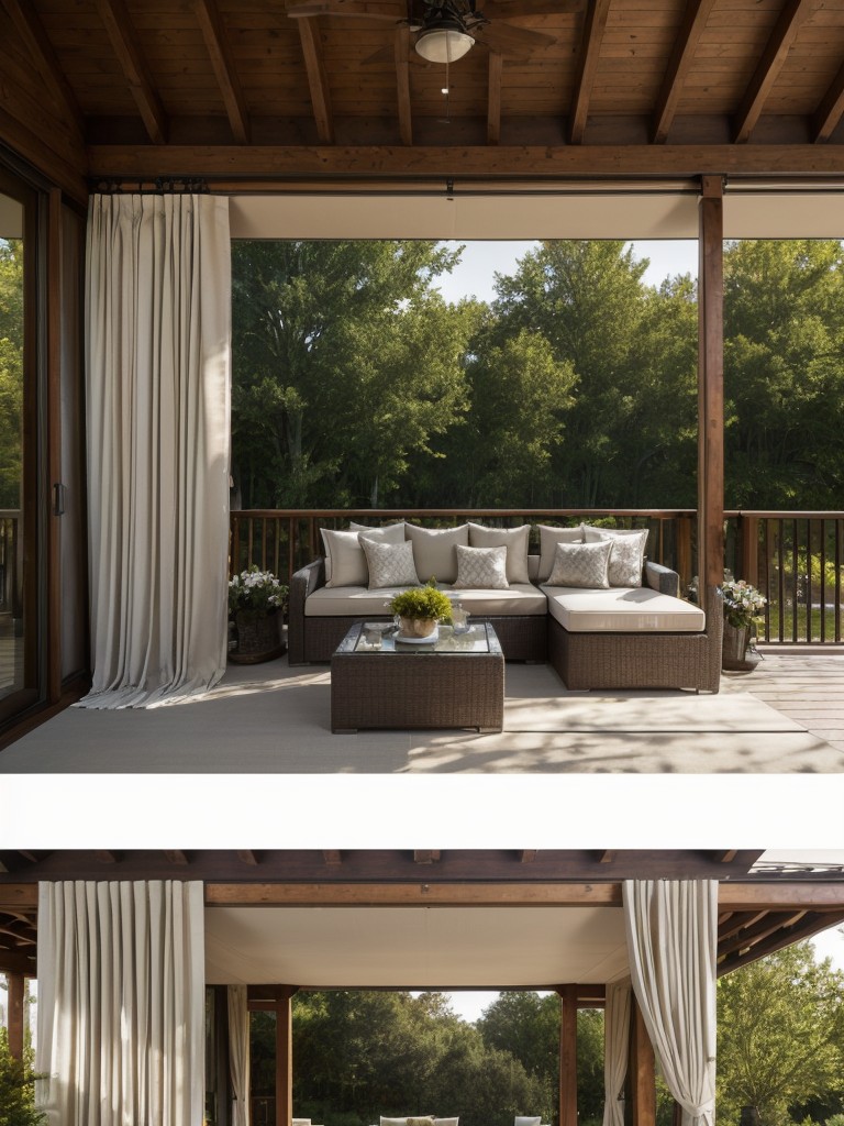 Add a touch of style with decorative outdoor curtains to create a cozy and private outdoor oasis.