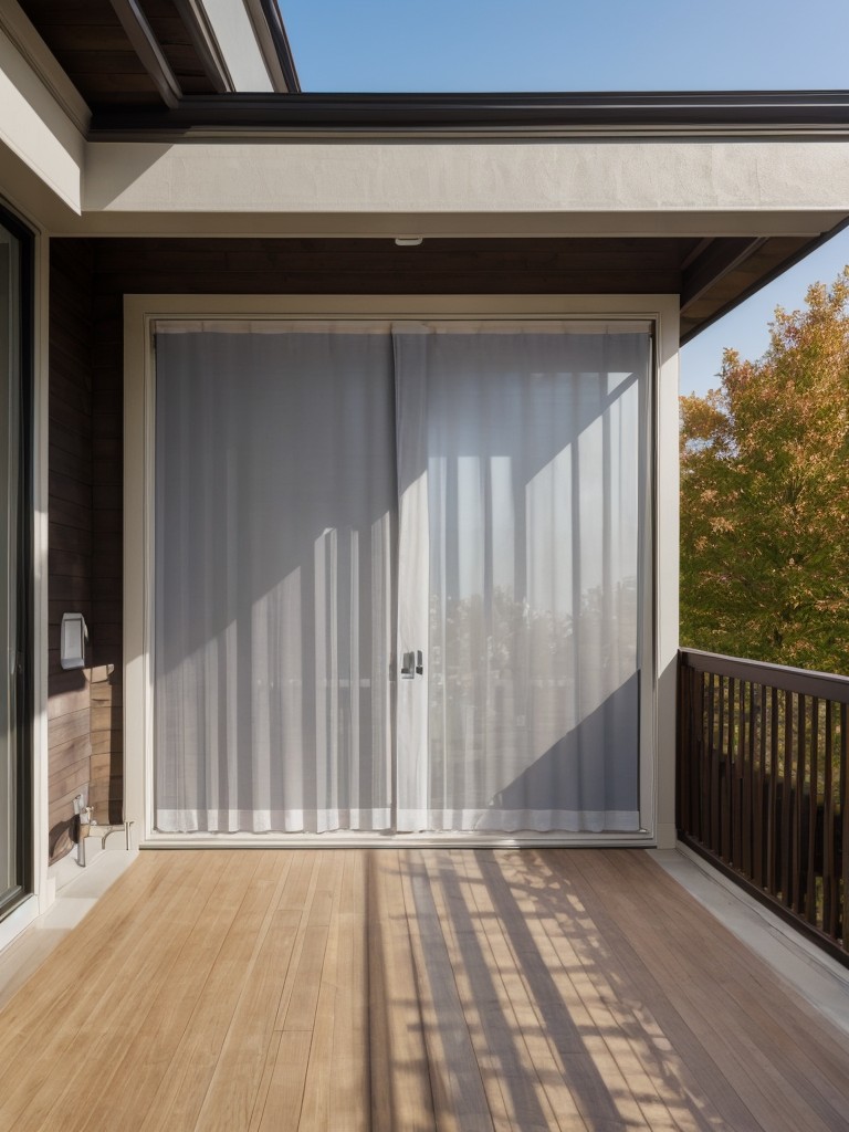 Install outdoor curtains or blinds to block out excessive sunlight and provide privacy when needed.