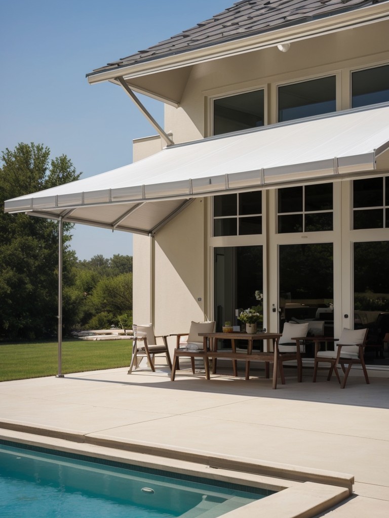 Install a retractable awning or a shade sail to provide shelter and protect from the sun during hot summer days.