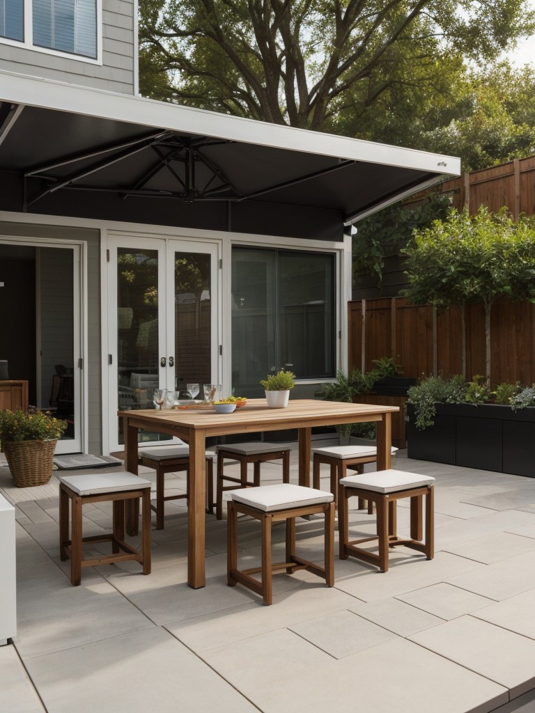 Utilize modular and foldable furniture options to maximize flexibility and adaptability in your small patio space.