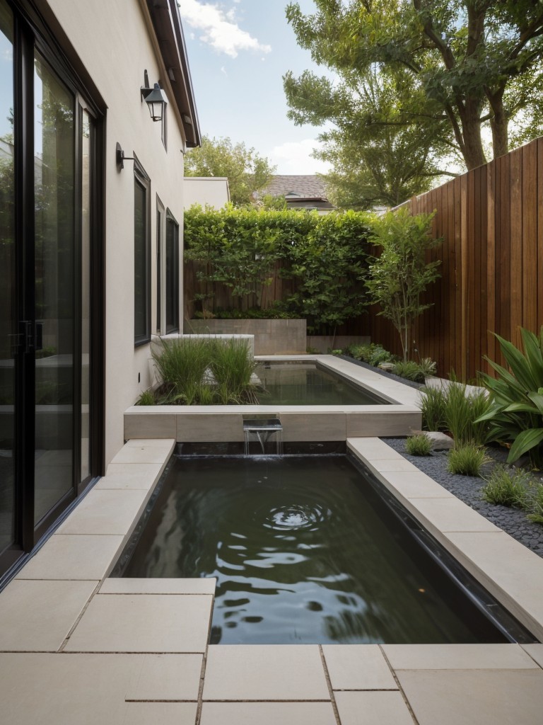 Enhancing a small apartment patio with a water feature, such as a small fountain or mini pond for a touch of serenity.