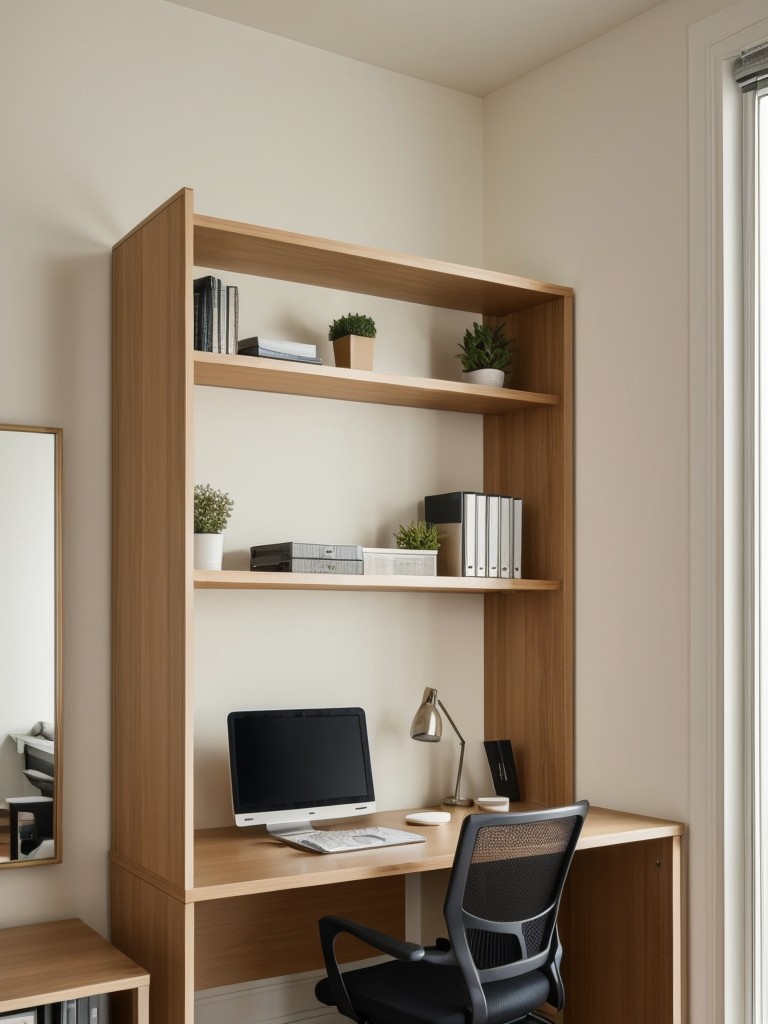 Creative ideas for creating designated workspaces in a small apartment, such as using a folding desk, utilizing a small corner with a floating shelf, or incorporating a room divider to create a separate office area.