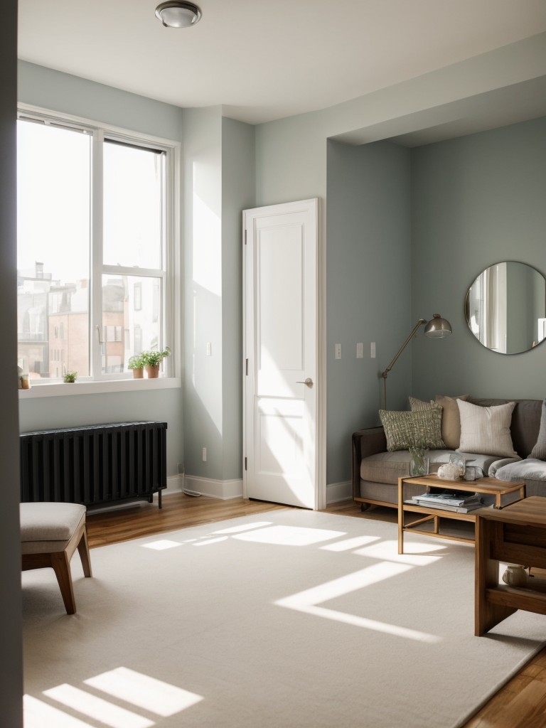 Creative ways to visually expand a small apartment, such as using mirrors to create the illusion of a larger space, choosing light colors for walls and furniture, and utilizing natural light sources.