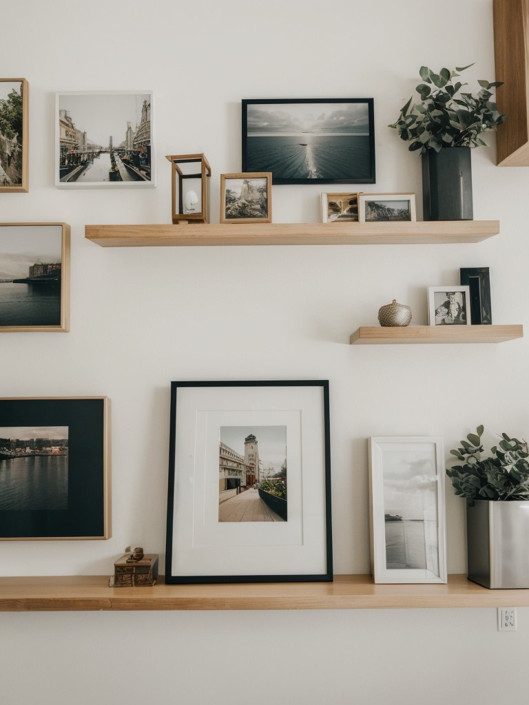 Incorporating artwork and wall decor in a small apartment to add visual interest and personal style, utilizing gallery walls, and incorporating floating shelves for displaying unique pieces.