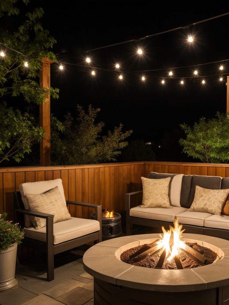 Create a cozy nook on your small apartment patio with a comfortable seating area, a fire pit or portable heater, and ambient lighting for evening gatherings with friends and family.