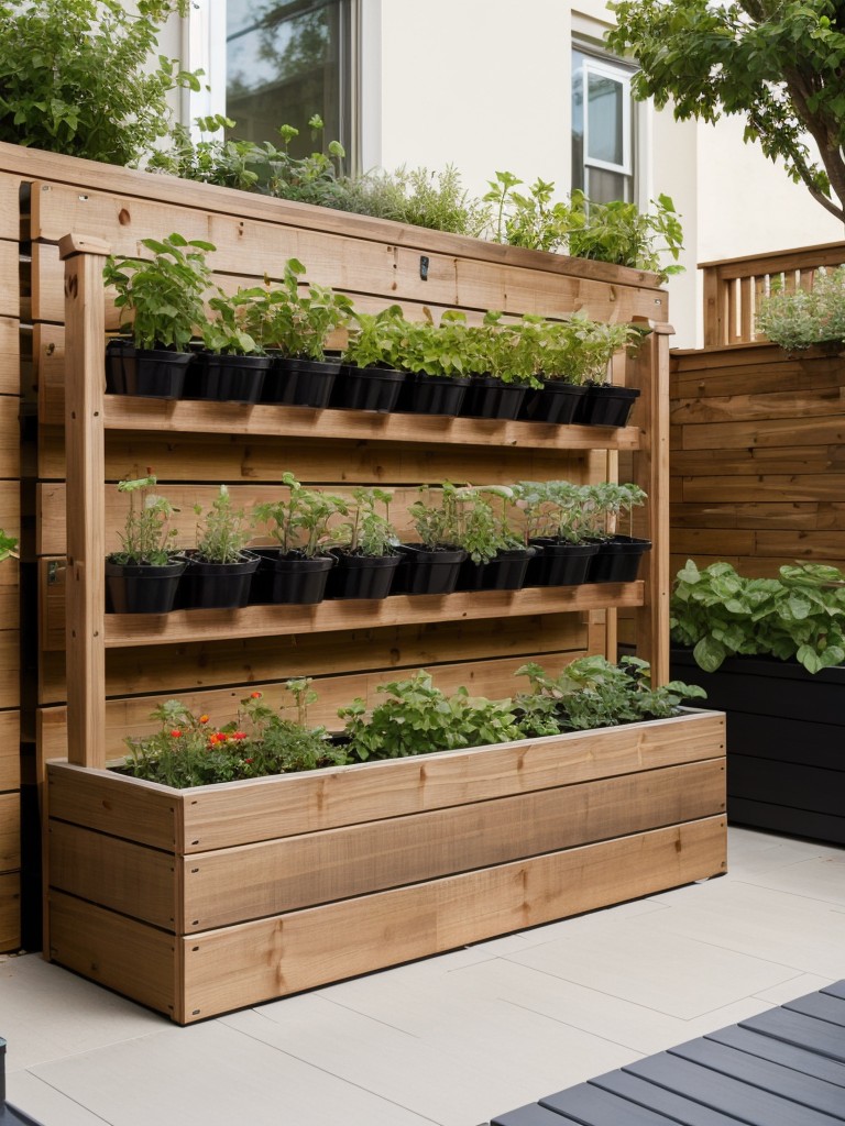 Optimize space on your small apartment patio with raised beds, compact planters, and vertical trellises for a thriving vegetable and herb garden.