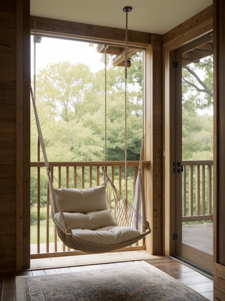 Incorporate a hanging hammock chair or swing for a relaxing spot to read or nap.