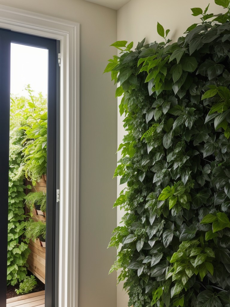 Install a vertical garden system or plant vines to create a natural backdrop.