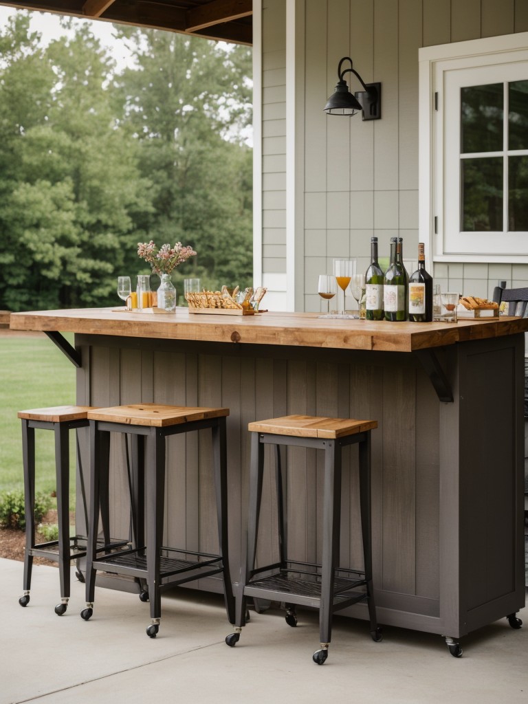 Make use of a small outdoor table or bar cart for serving drinks and snacks.