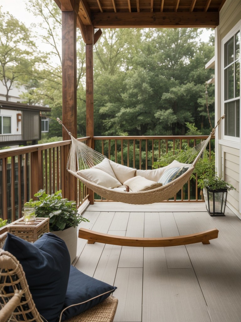 Consider incorporating a small seating area or a hammock for relaxing and enjoying your apartment porch garden oasis.