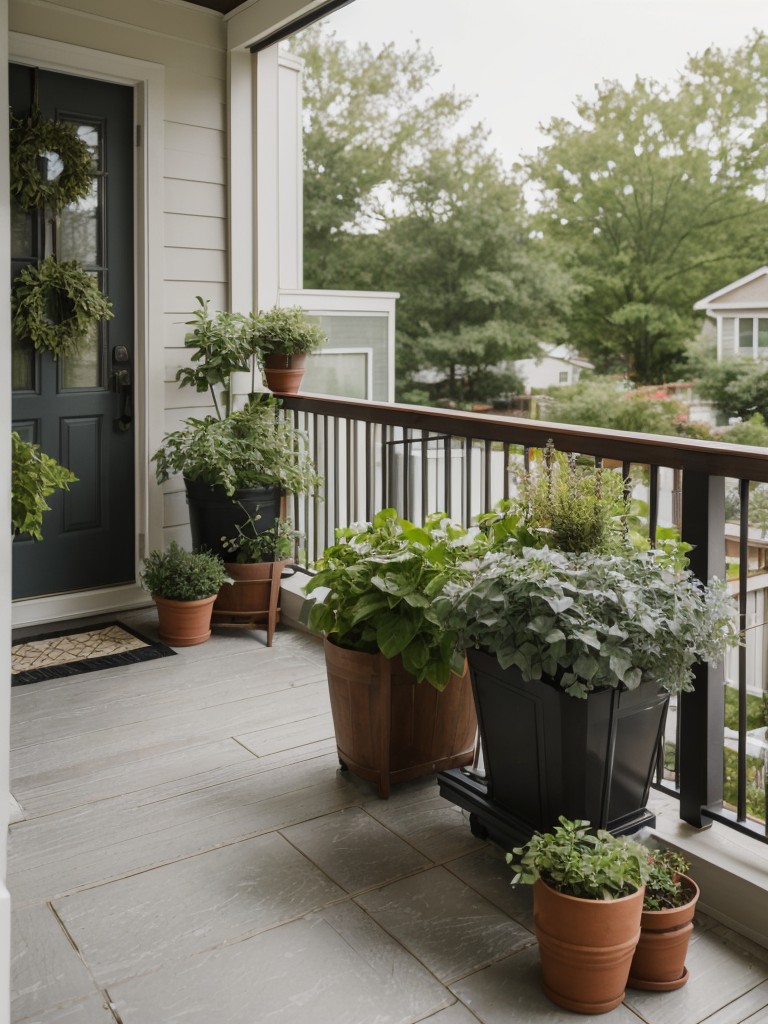 Experiment with different textures and foliage combinations in your apartment porch garden to create visual interest and movement.