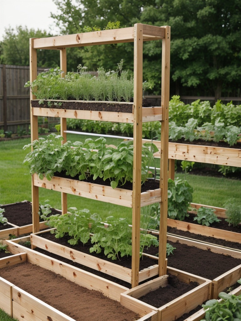Experiment with herbs and vegetables in raised garden beds or vertical planters to grow your own fresh produce.