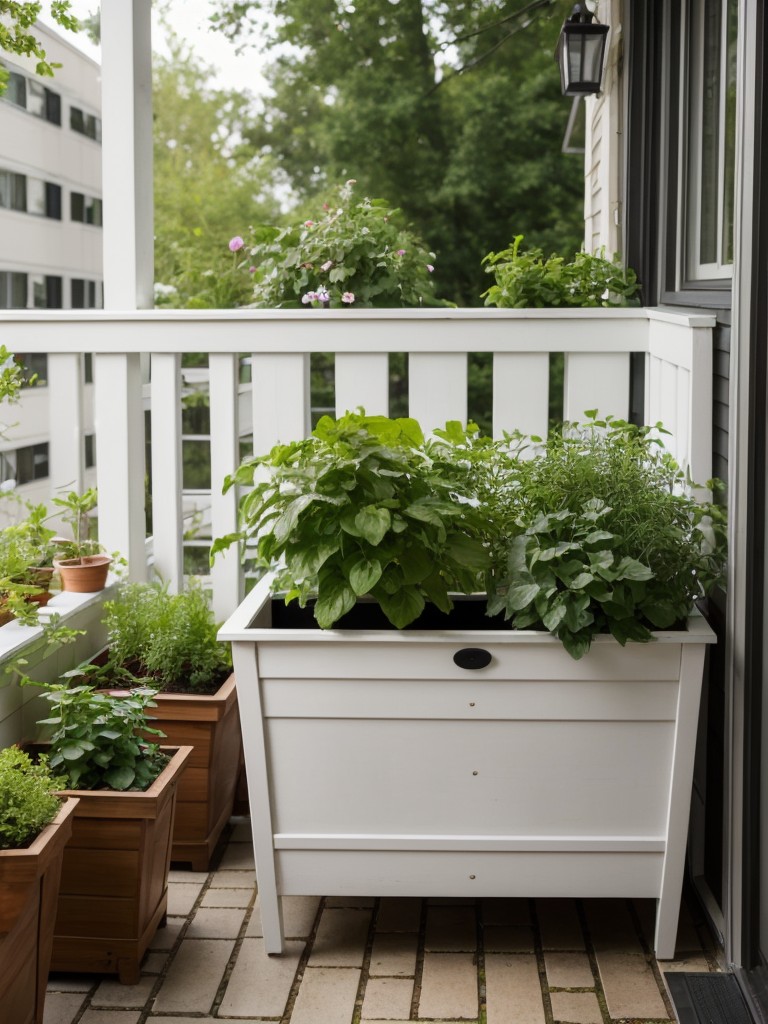 Make your small apartment porch garden eco-friendly by incorporating a compost bin for organic waste and choosing sustainable planting materials.