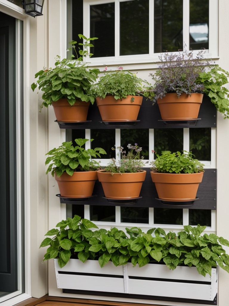 Utilize vertical space by hanging planter boxes or a trellis for climbing plants to maximize your small apartment porch garden.