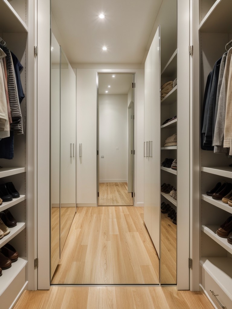 Incorporate a mirrored door for the walk-in closet to create the illusion of more space.