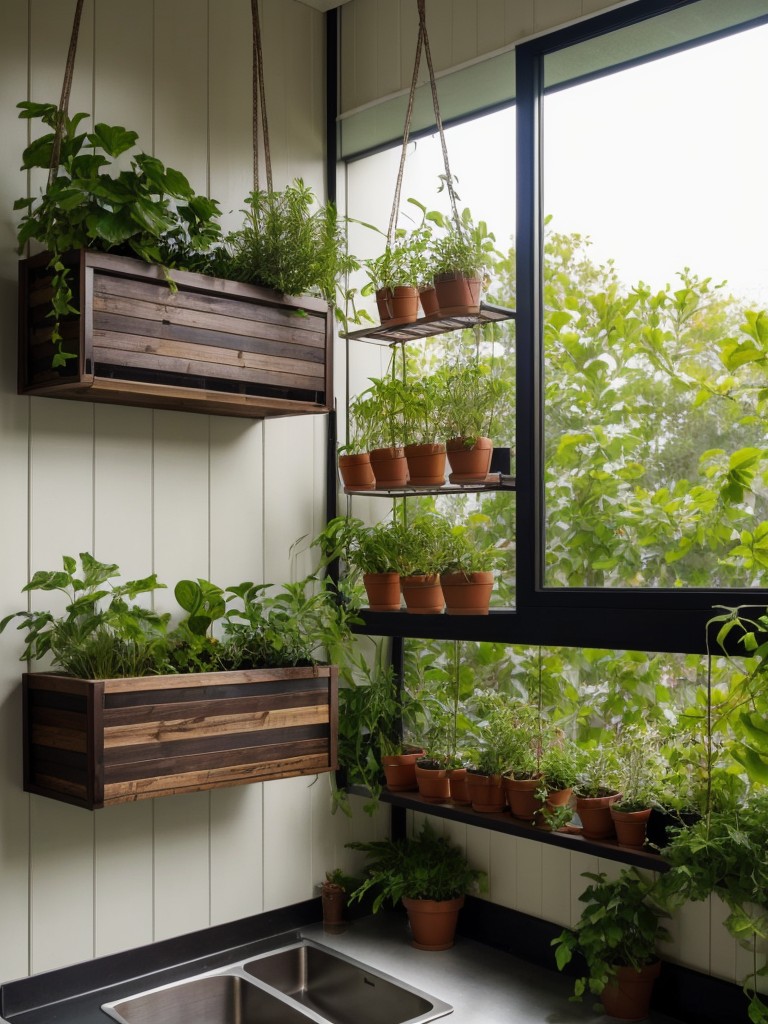 Create a plant wall or vertical garden using hanging planters or wall-mounted planters to add greenery and a touch of nature to your space.