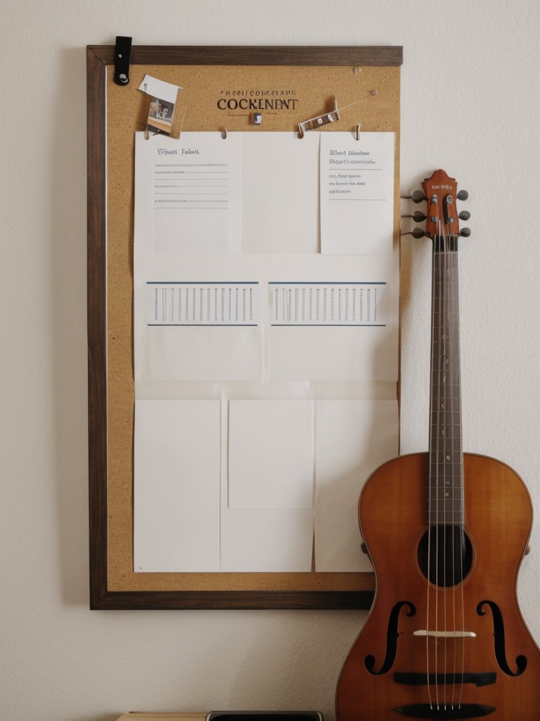 Hang a corkboard or magnetic board on your wall for a functional and stylish way to keep concert tickets, photographs, and important notes within reach.