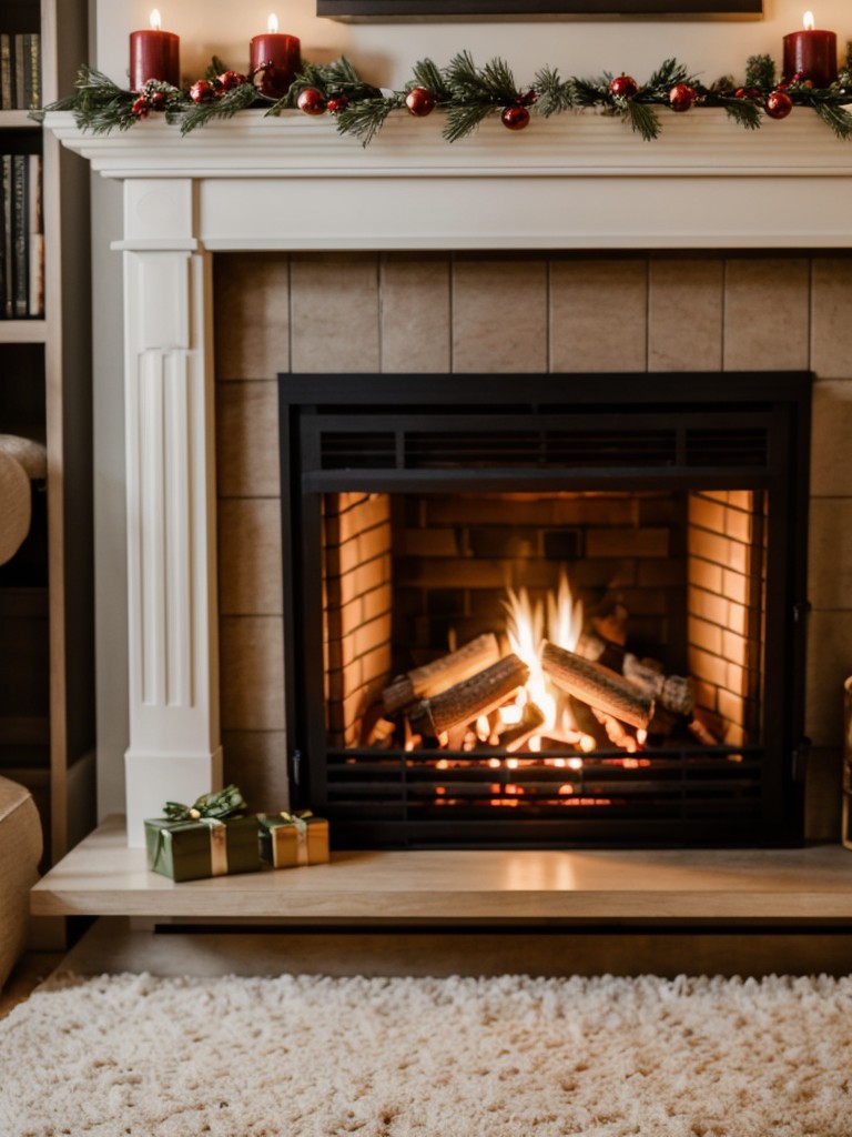 Hang festive stockings by the fireplace or from a bookshelf, even if there isn't a working fireplace in the apartment.