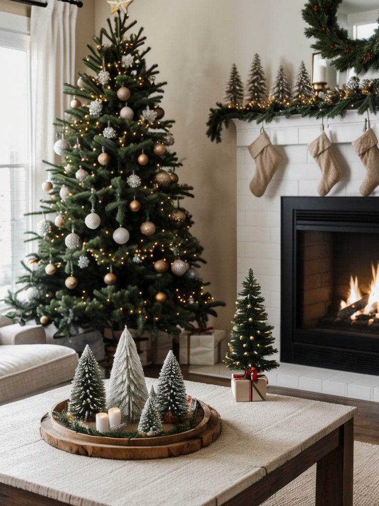 Opt for miniature Christmas trees or tabletop decorations to create a cozy holiday atmosphere in a limited living area.