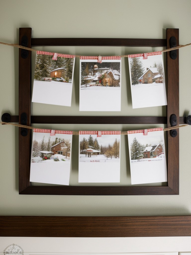 Showcase holiday greeting cards on a small bulletin board or create a unique display line with string and clothespins.