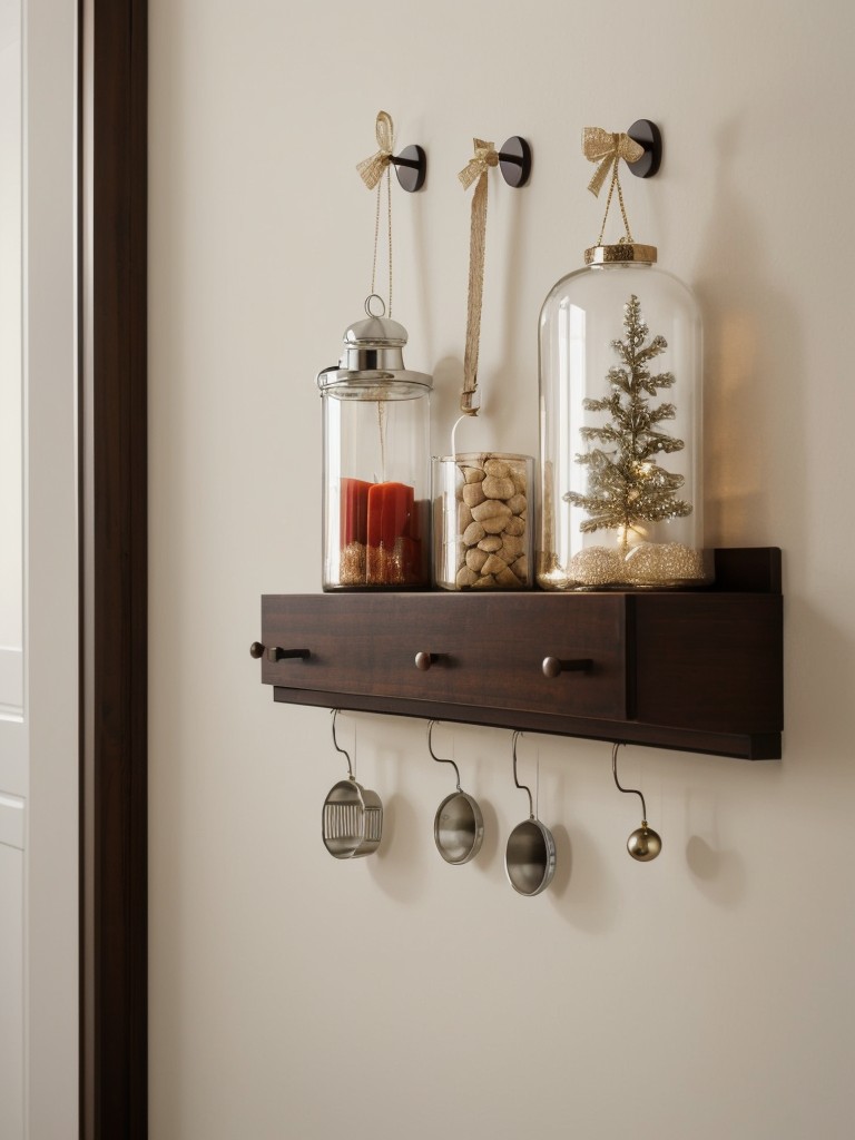 Use space-saving Christmas ornament holders or wall-mounted decorations to maximize limited surface area.