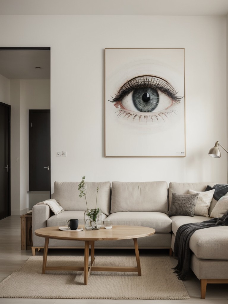 Hang artwork or wall decor strategically to draw the eyes upward and make the apartment feel taller and more open.