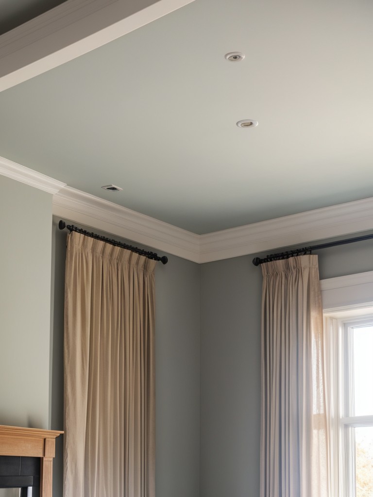 Hang curtains near the ceiling to create the illusion of higher ceilings and make the space appear more expansive.