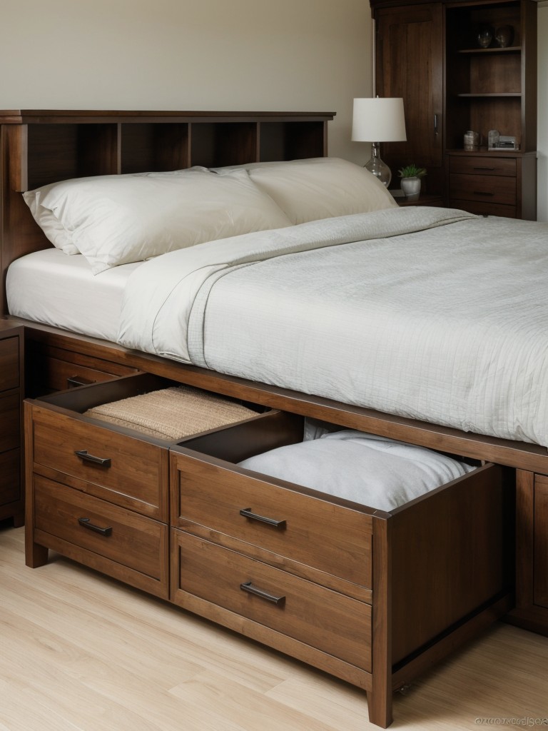 Invest in furniture with hidden storage compartments, such as a bed frame with built-in drawers or a bench with lift-up seating, to maximize storage space.