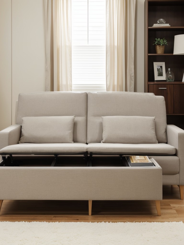 Utilize multifunctional furniture to maximize space, such as a sofa that transforms into a bed or a coffee table with hidden storage compartments.