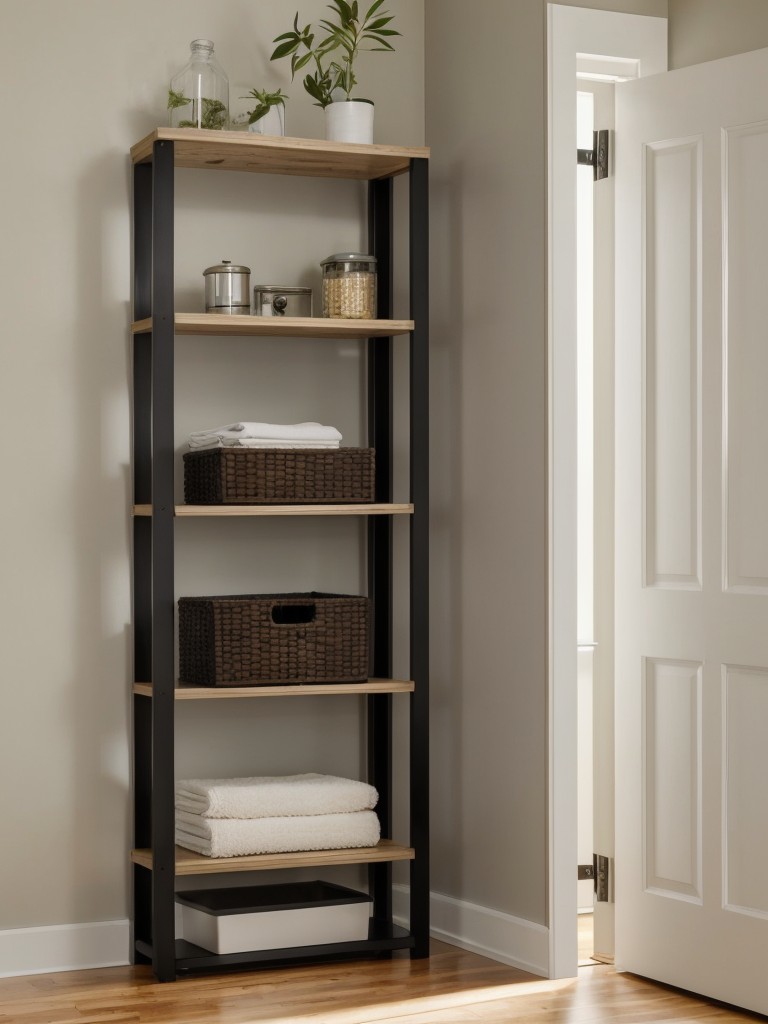 Utilize vertical space by installing floating shelves or wall-mounted storage units to keep belongings organized without taking up precious floor space.