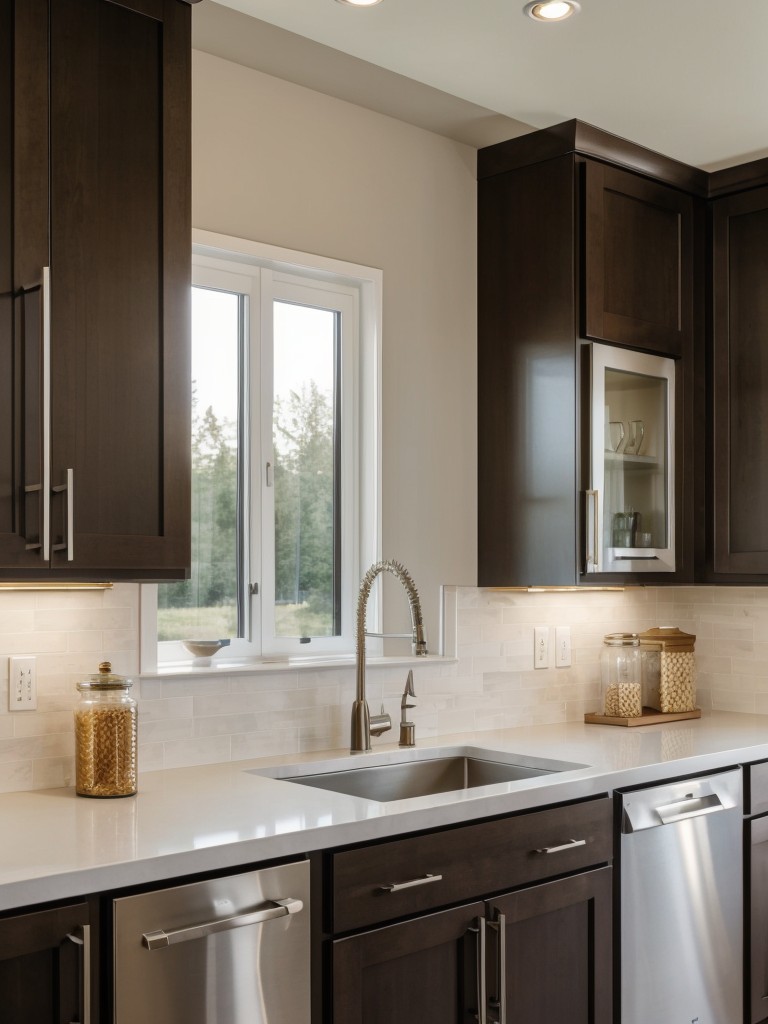 Creating a cohesive color scheme through cabinetry, countertops, and accessories.